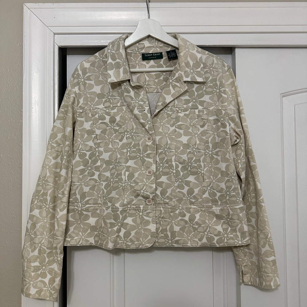 Lemon Grass Patterned Jean Jacket